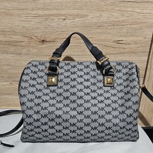 Michael Kors Black and Gray Signature Satchel